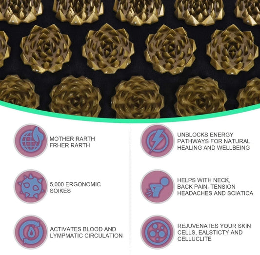 Acupressure Mat & Pillow Set - Relieve Back Pain & Muscle Tension at Home